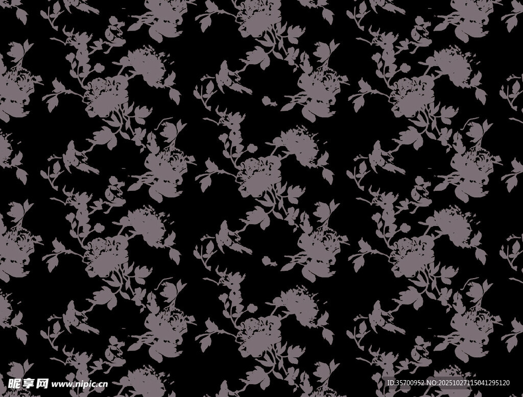 黑色底花卉图案纹理