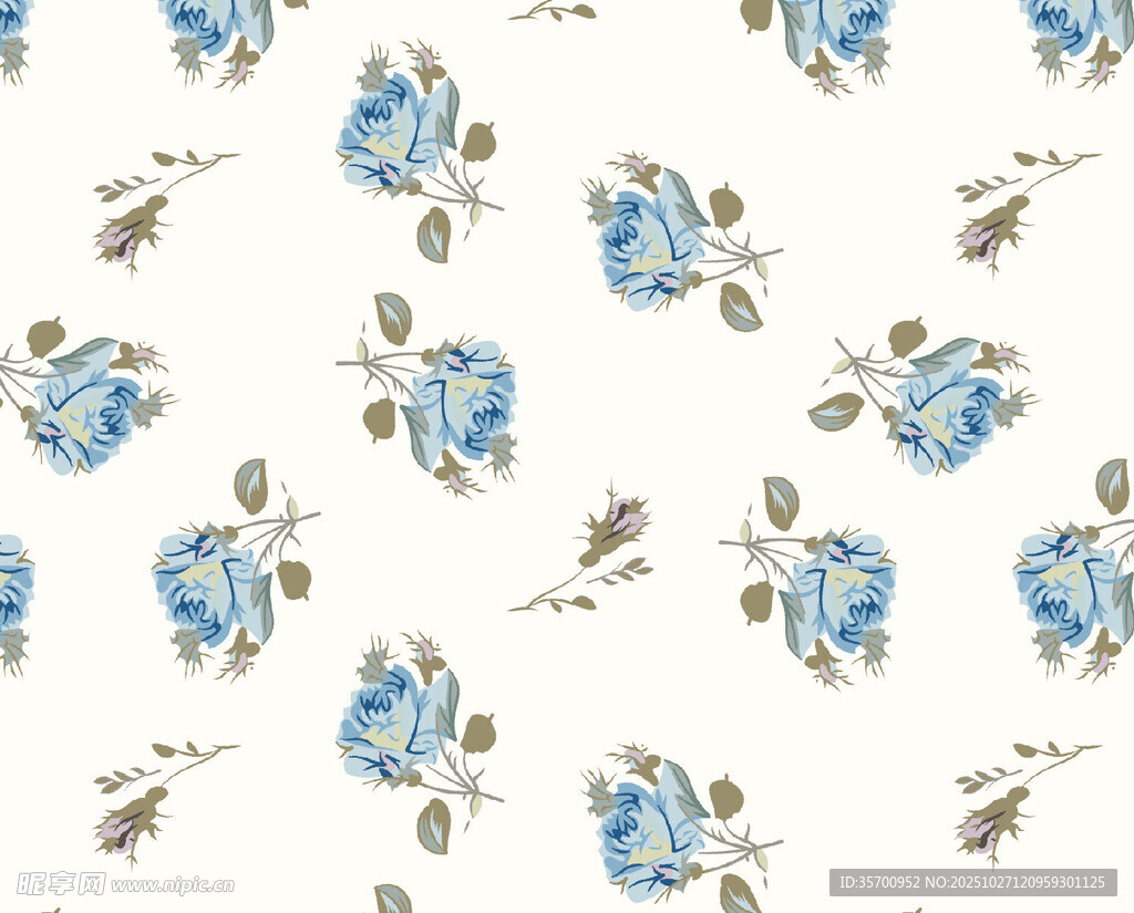 蓝玫瑰花卉图案背景图