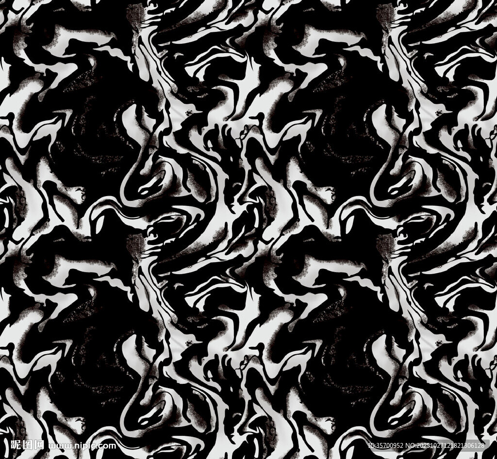 黑白抽象花纹扎染图案