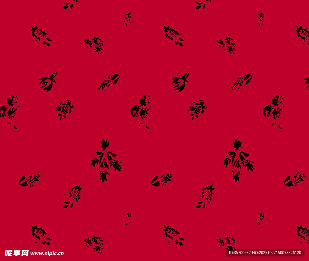 红色花朵背景音符图案纹理