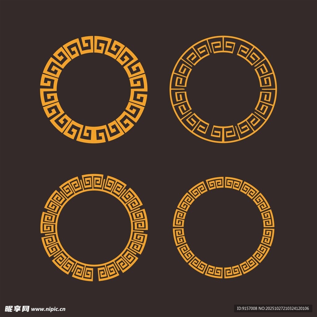 复古金色环形装饰图案