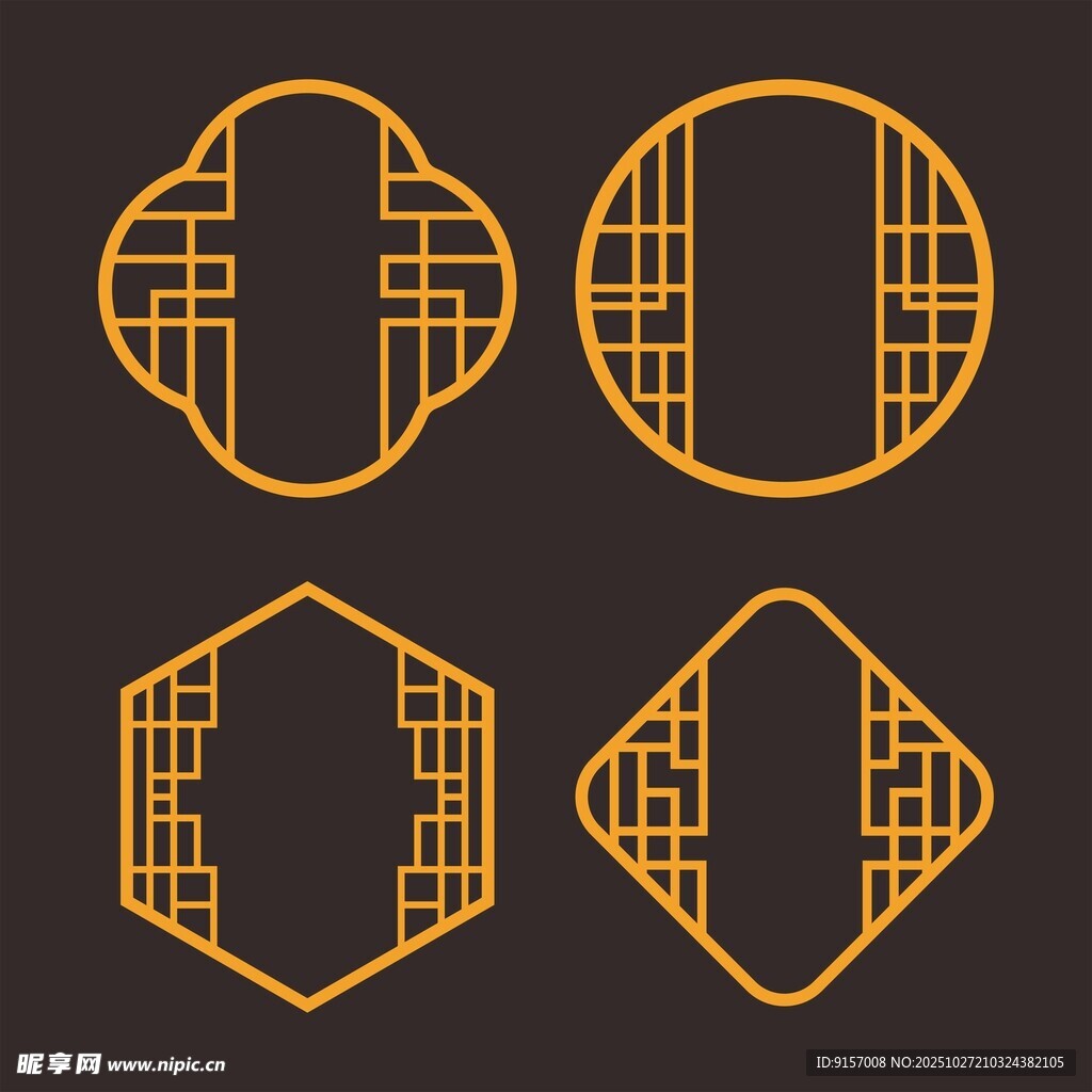 中式几何边框装饰图案