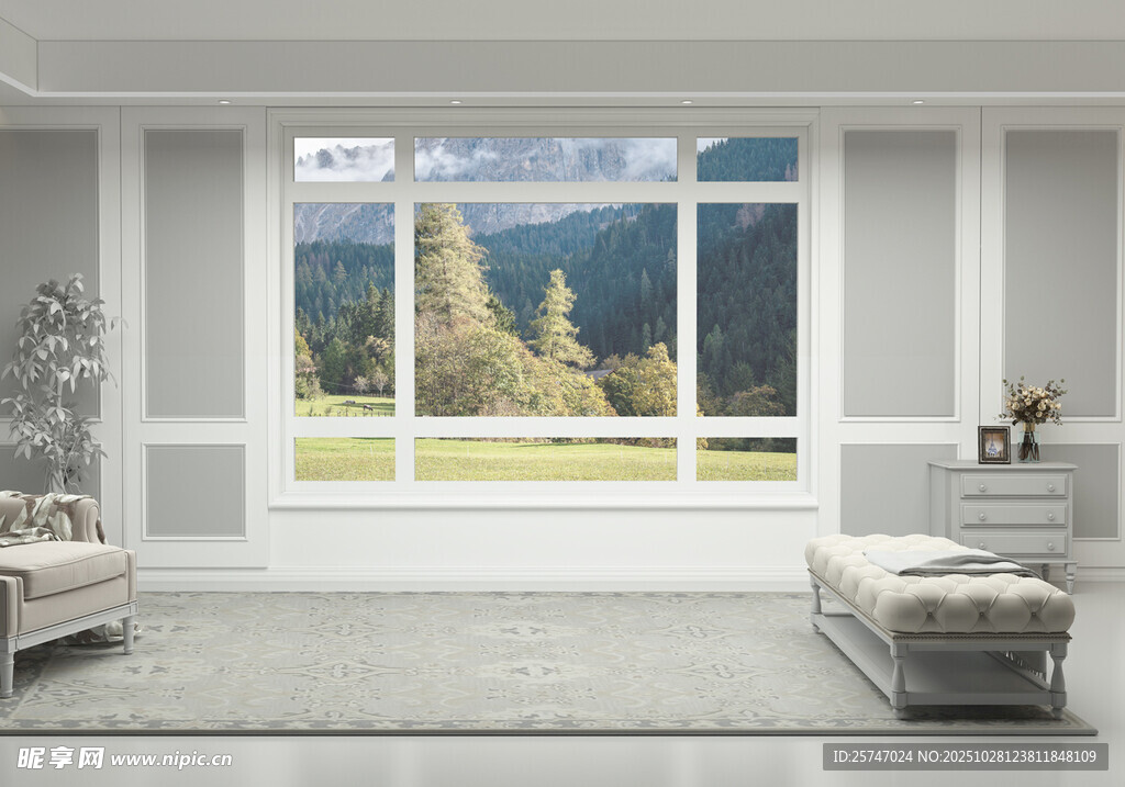 宽敞客厅窗外自然美景