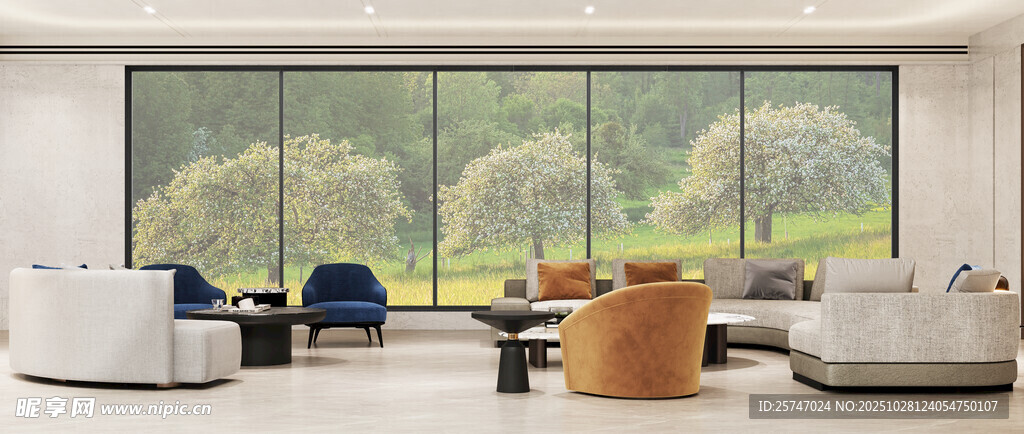 现代简约风格客厅大窗景观