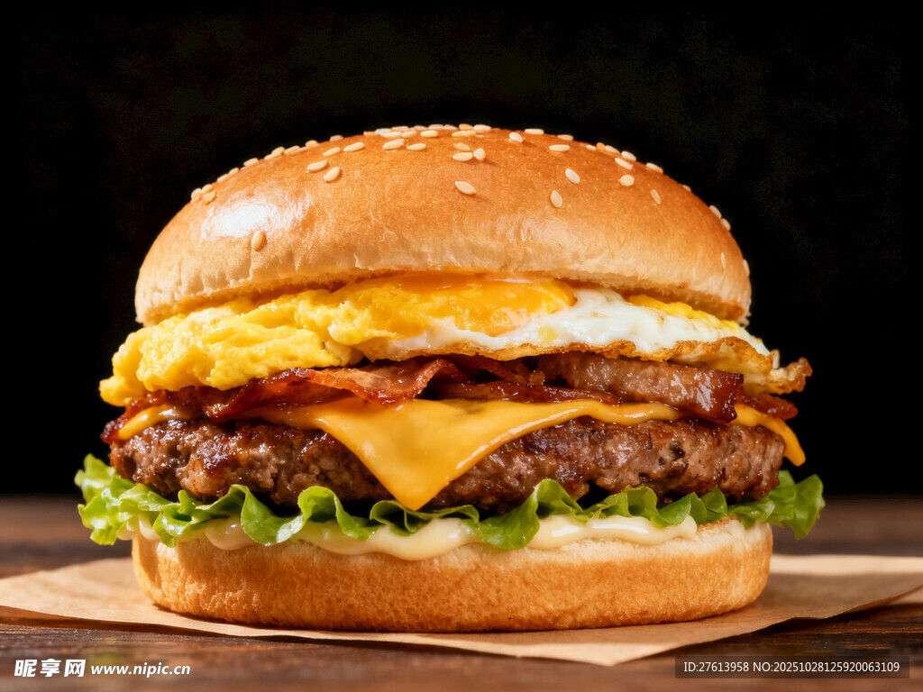 双层芝士牛肉汉堡