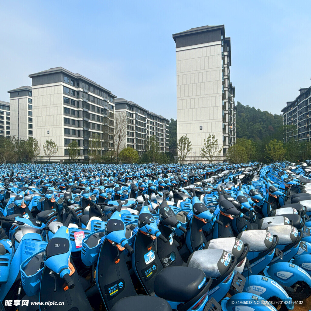 校园外大量共享单车停放