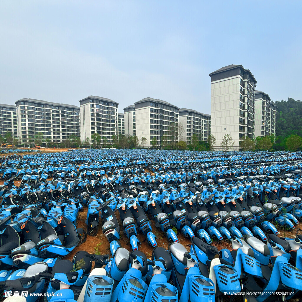 壮观的电动车停放场景