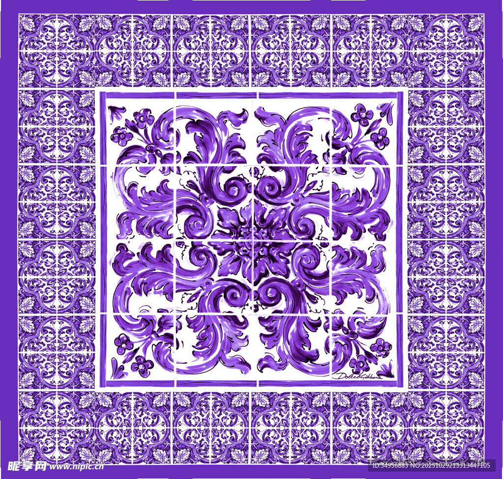 紫色精美花纹图案设计