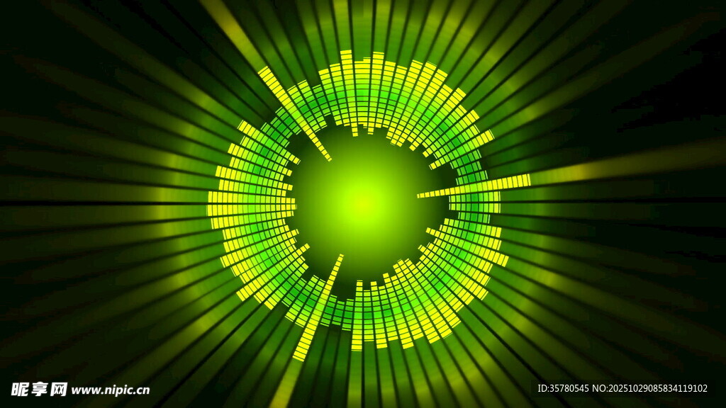 炫彩绿色放射状光效图案