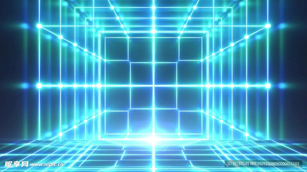 未来感蓝色科技光影隧道