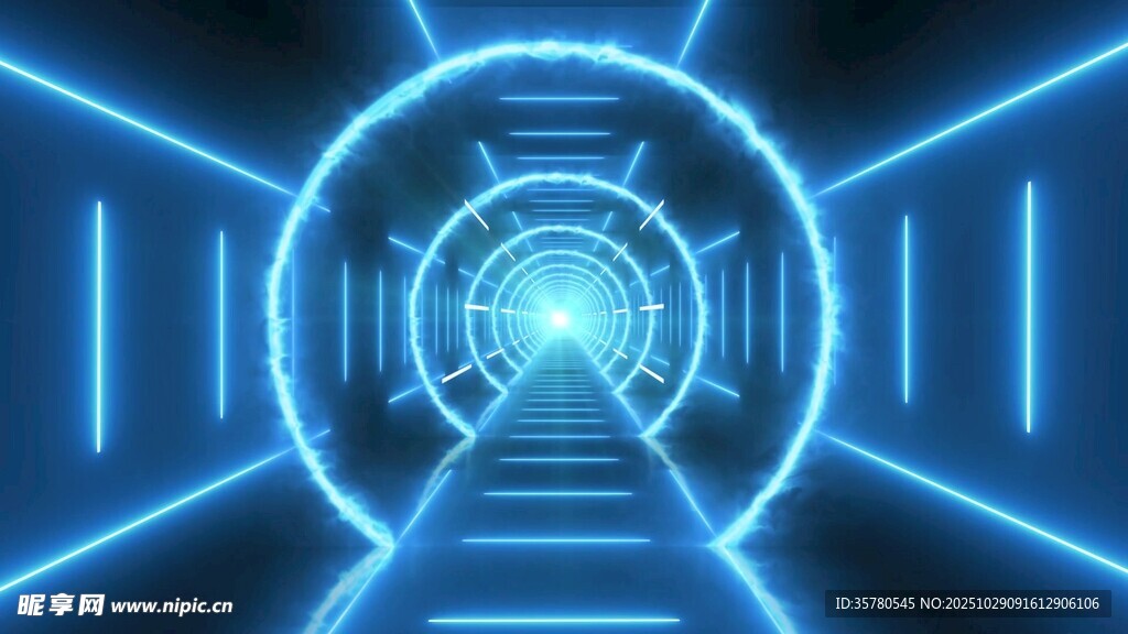 未来感科幻蓝色光线通道