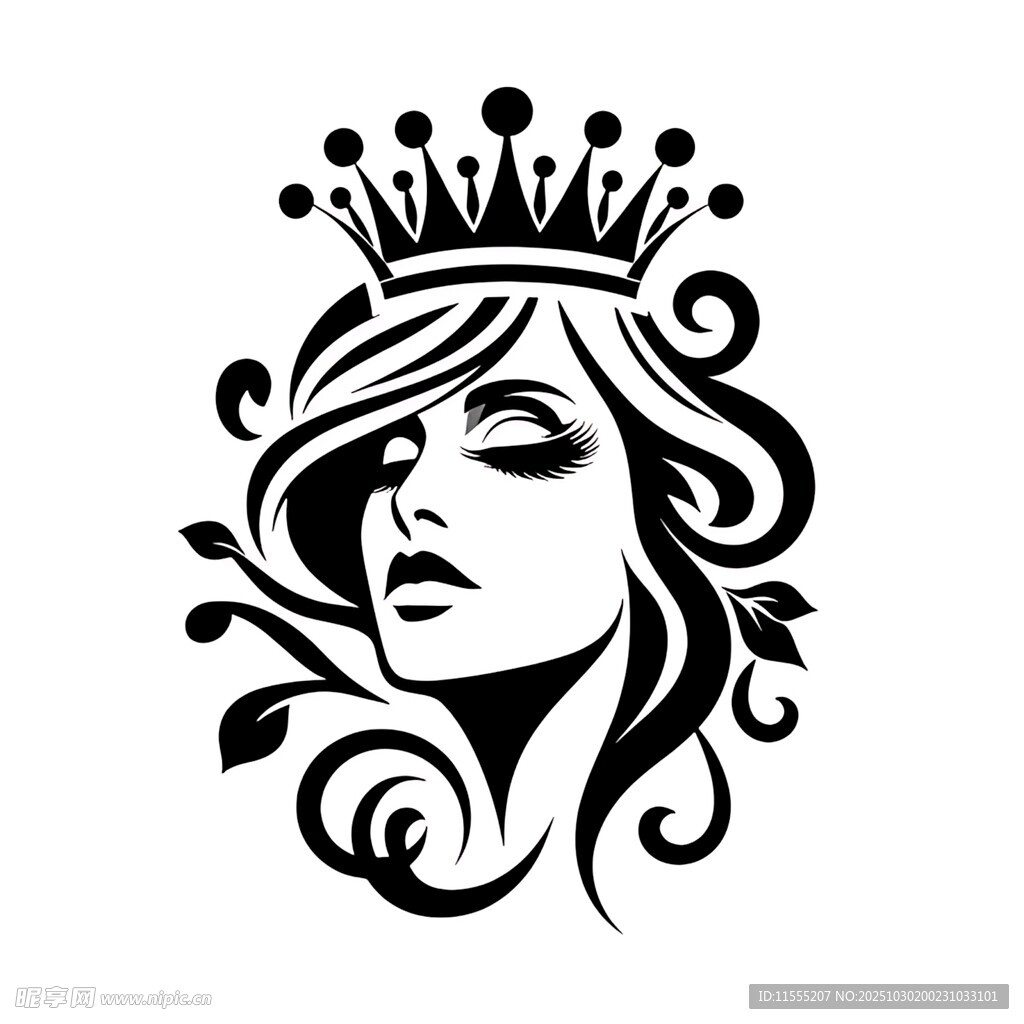 戴皇冠的优雅女性头像