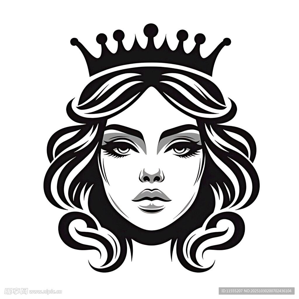 戴皇冠的优雅女性头像