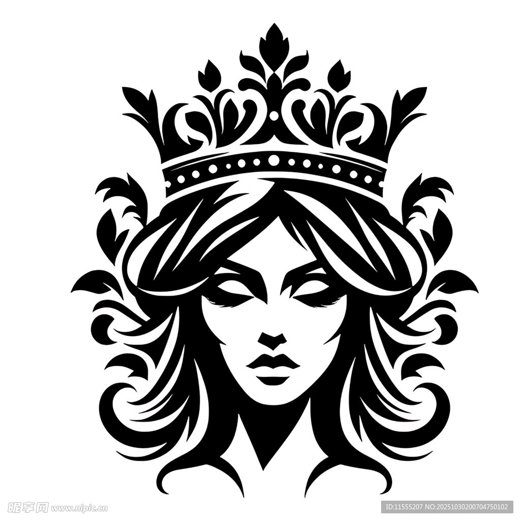 戴皇冠的神秘女性头像