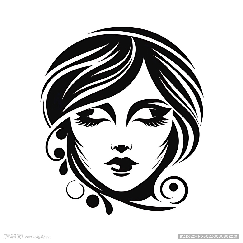 简约线条女性头像插画