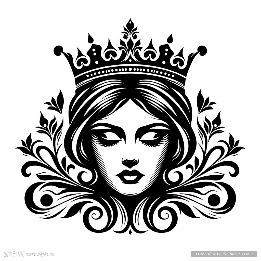 皇冠美女头像图案设计
