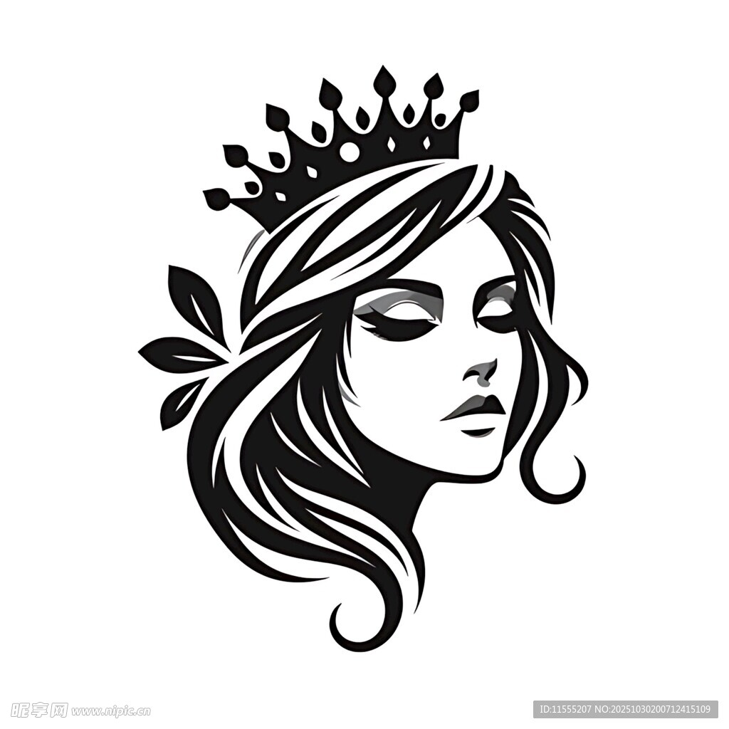 戴皇冠的优雅女性头像