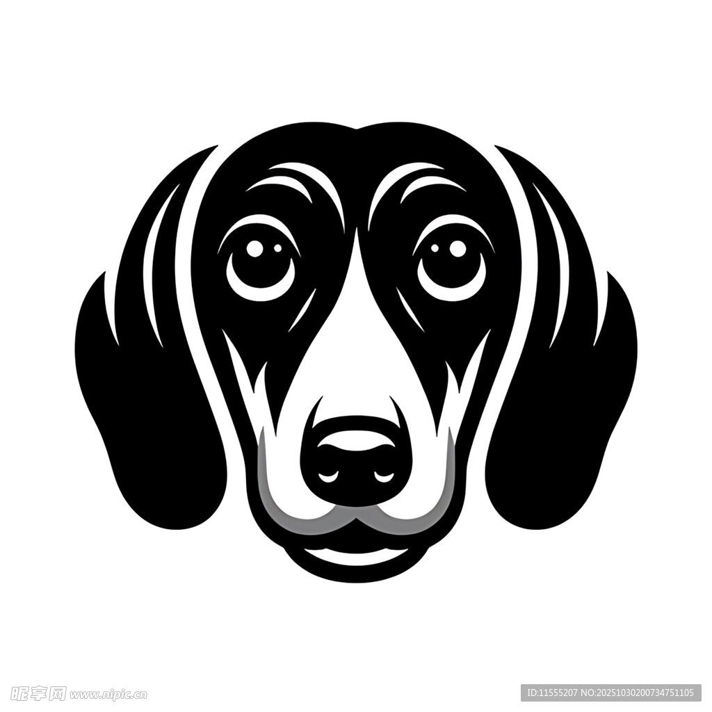 简约黑白狗头像图案