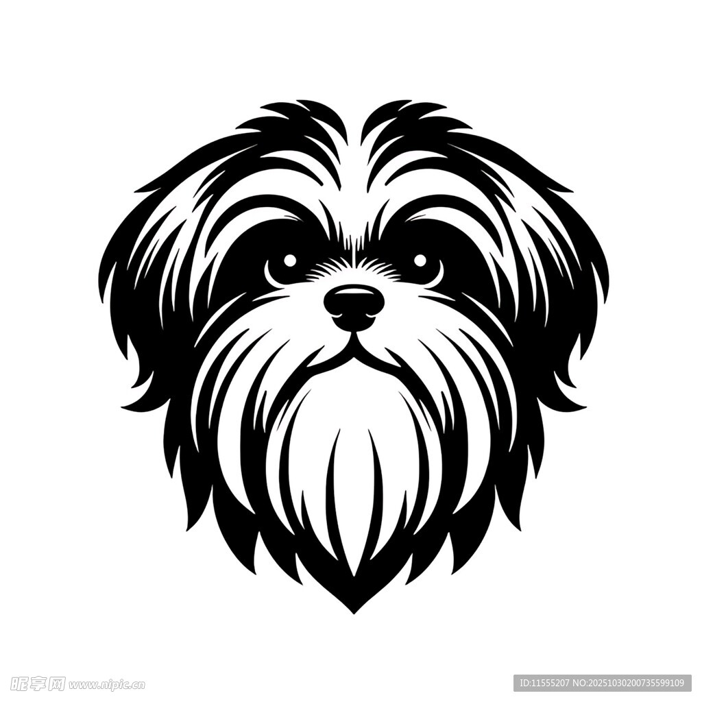 可爱长毛犬黑白简约头像