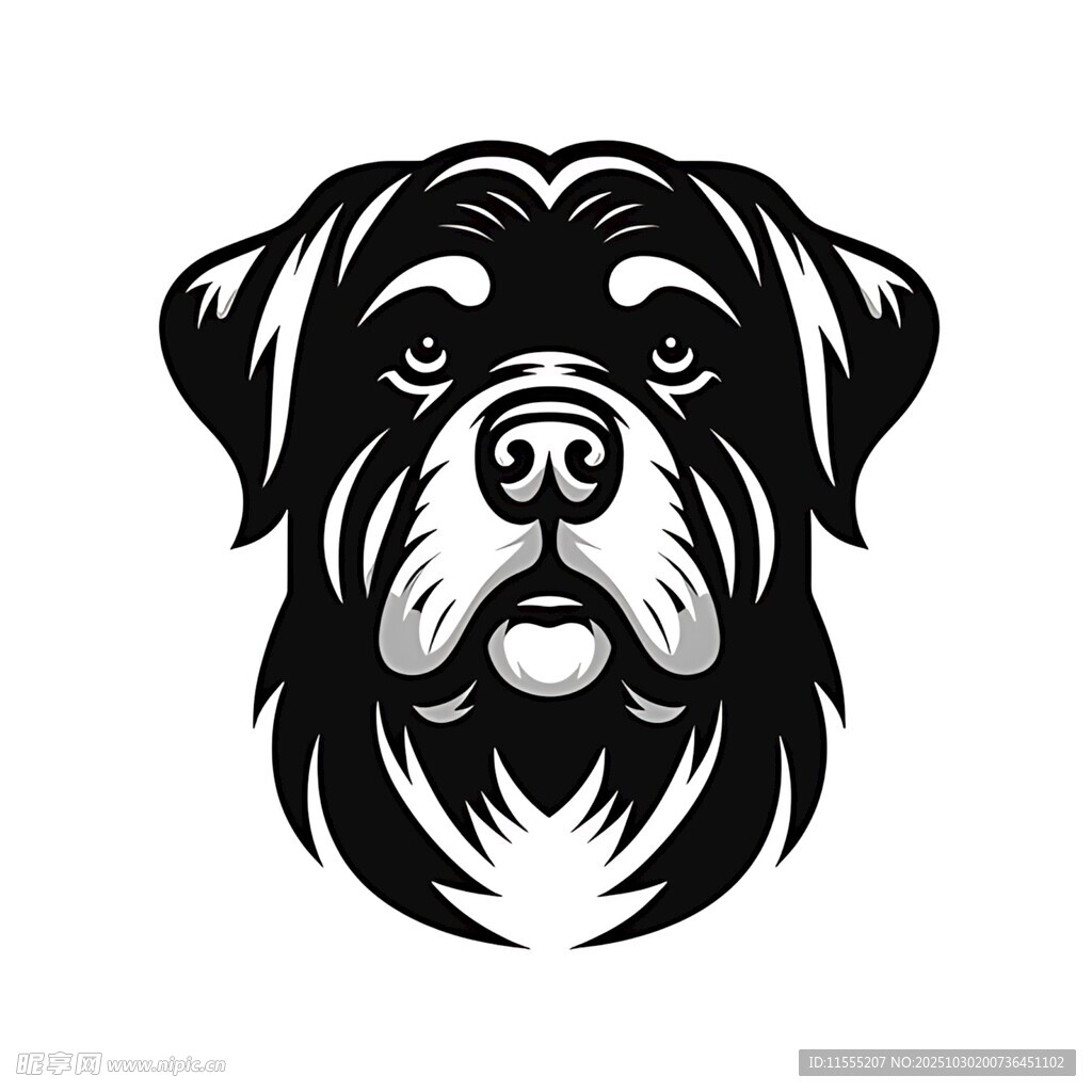 罗威纳犬黑白简约头像