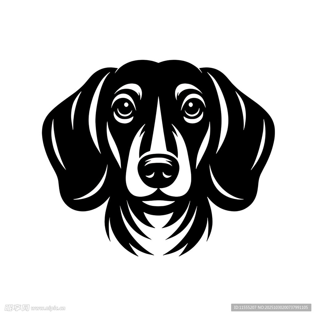 简约黑白腊肠犬头像