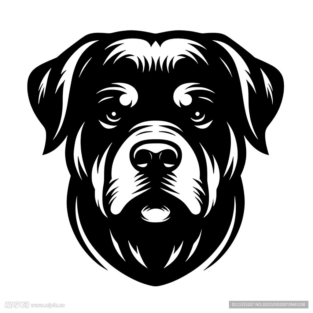 罗威纳犬头像图案设计