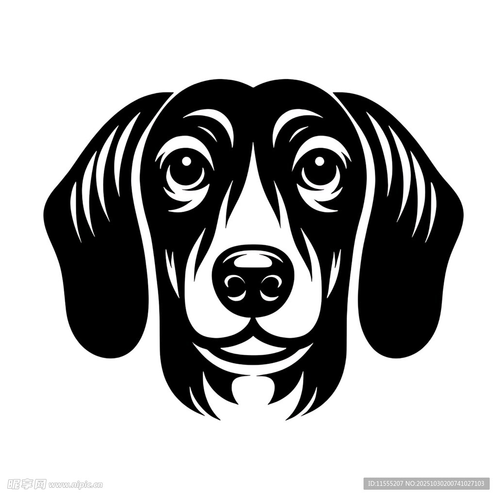 简约风格腊肠犬头部图案