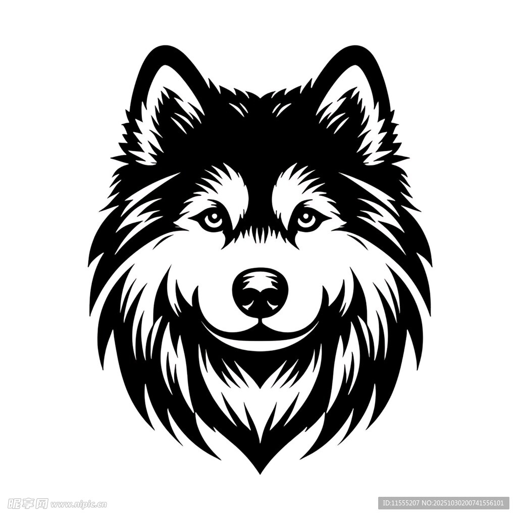黑白风格的狼头图案