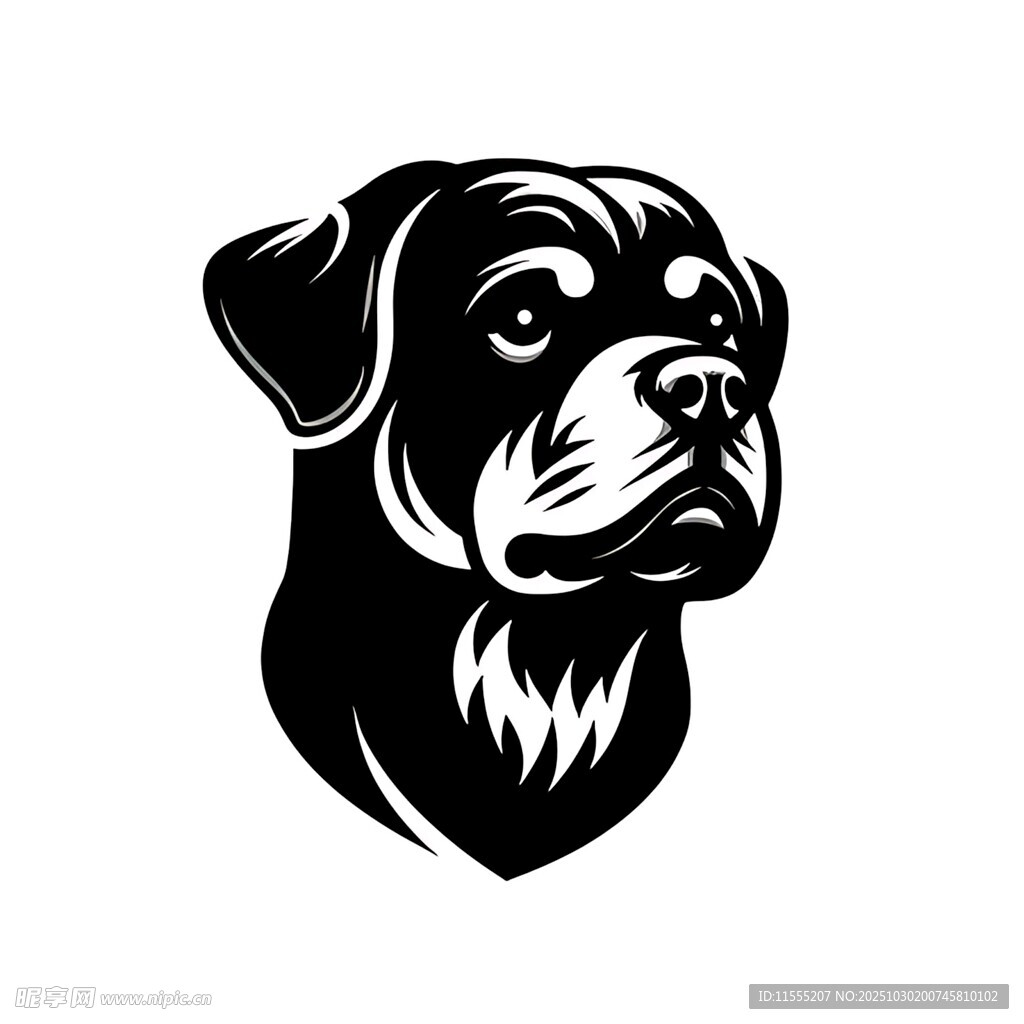 罗威纳犬头像标志设计