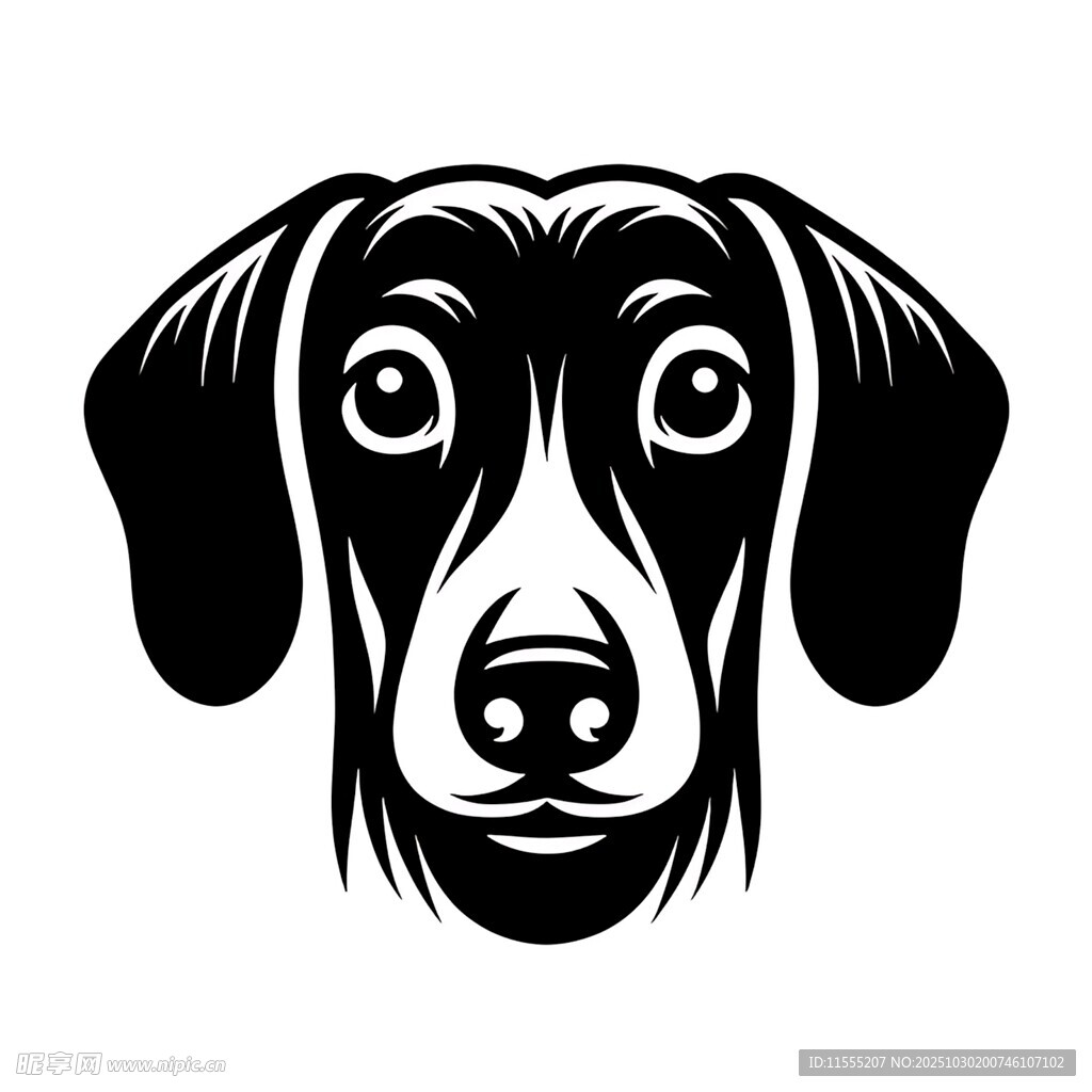 简约腊肠犬头像图案