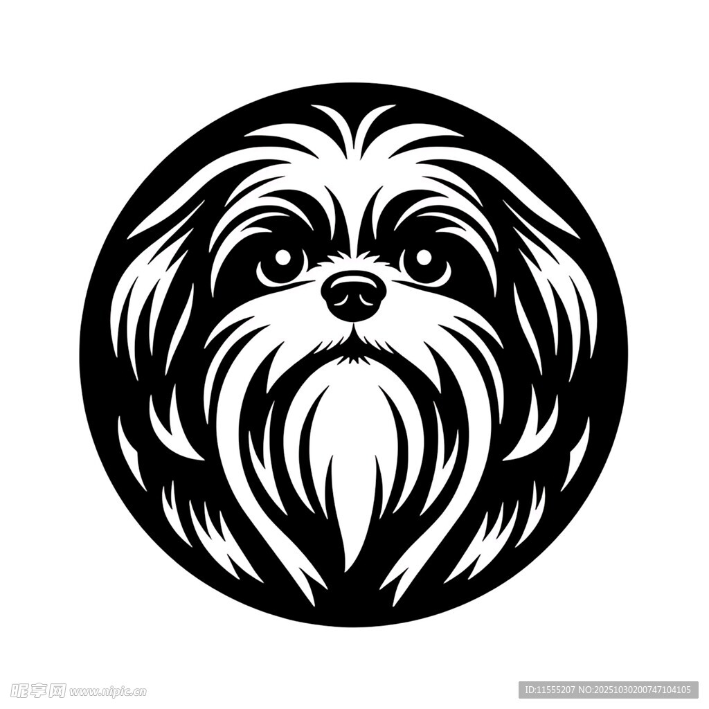 可爱长毛犬头像图案