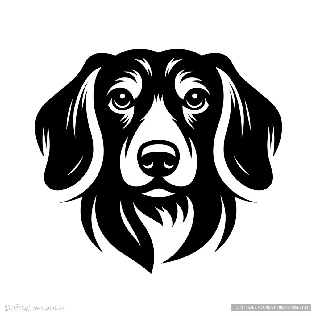 黑白风格腊肠犬头像