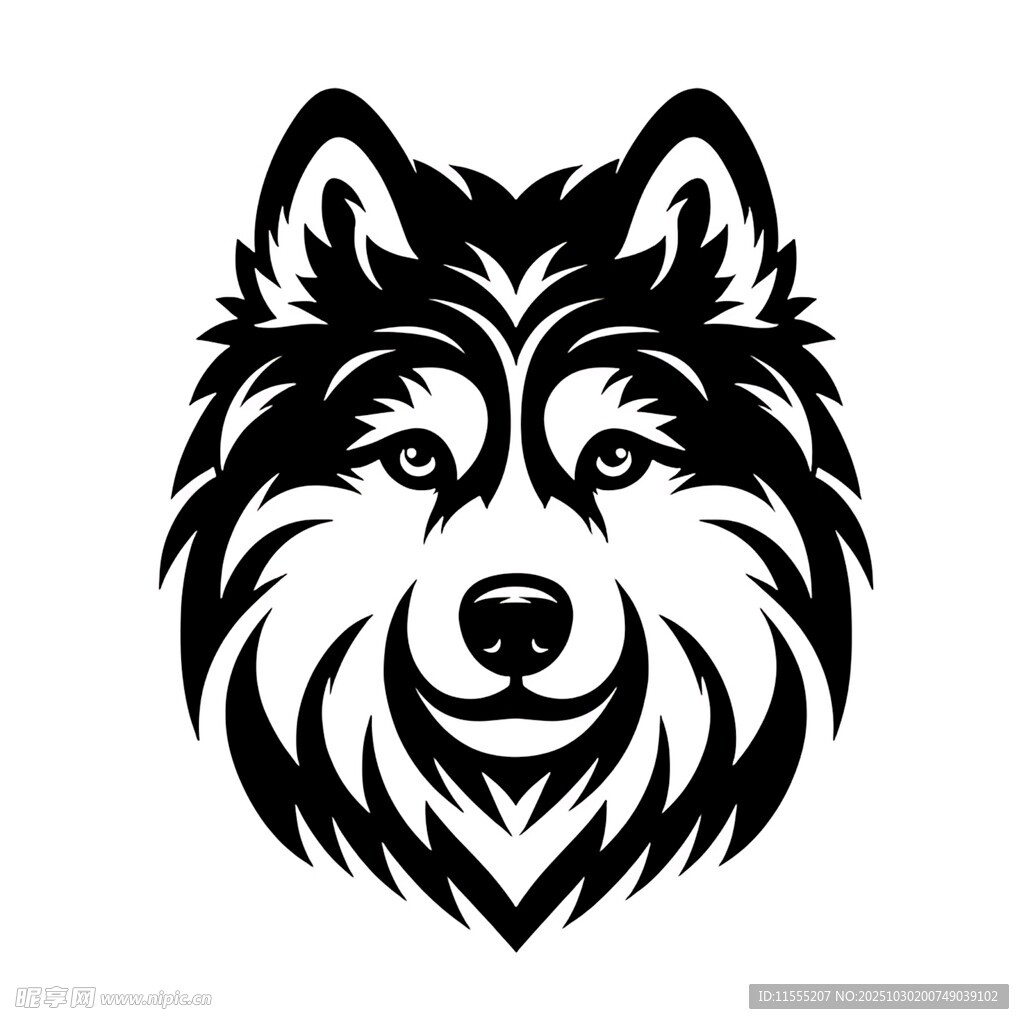 黑白狼头图案