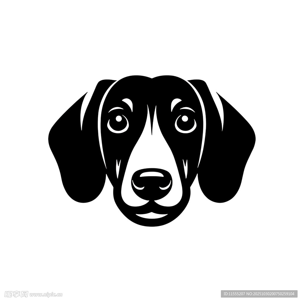 简约黑白狗头像图标