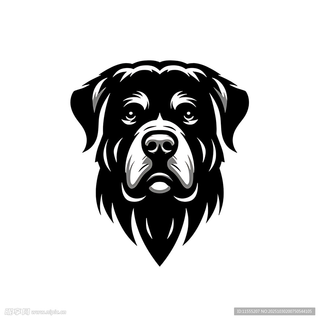 罗威纳犬头像标志设计