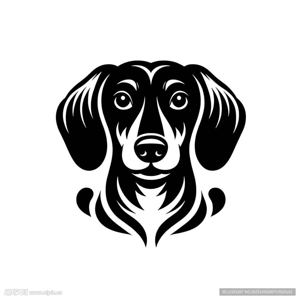 简约黑白腊肠犬头像