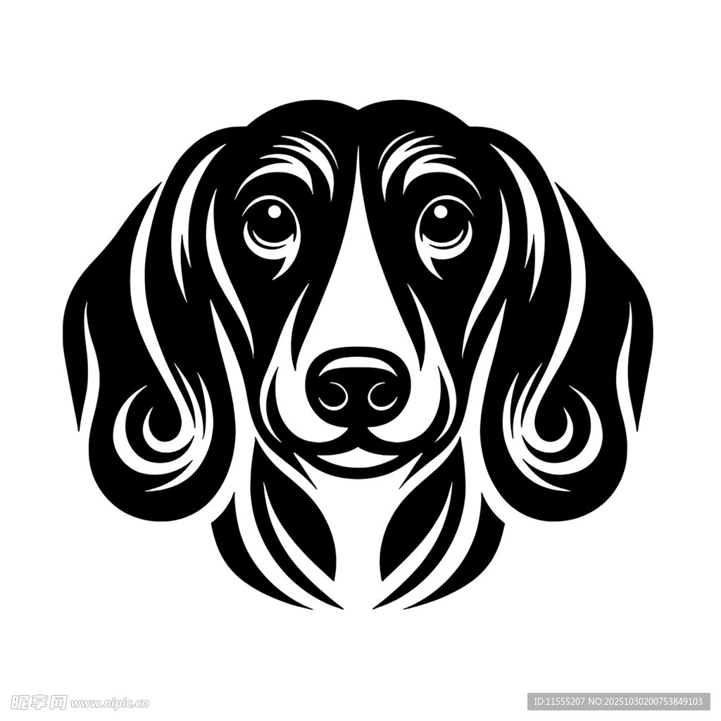 黑白风格的可爱狗狗头像