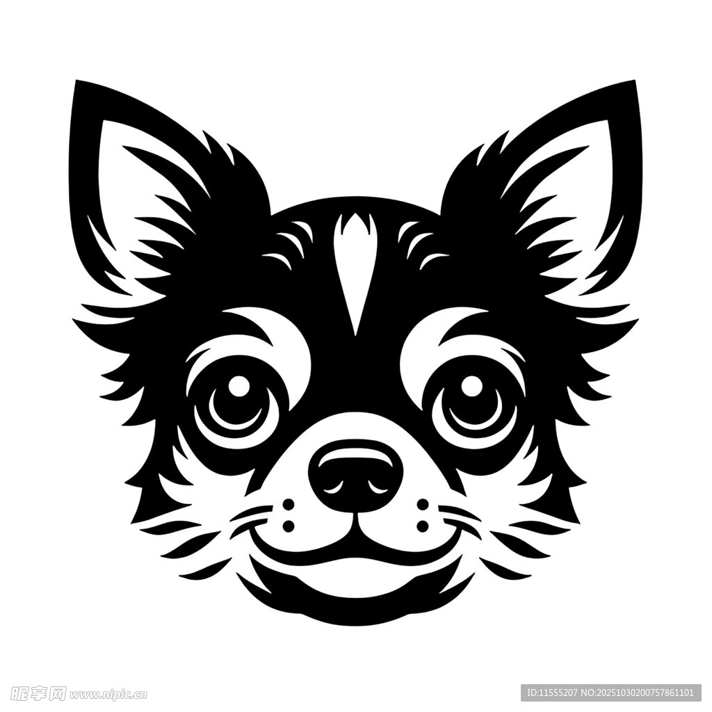 可爱吉娃娃头像插画