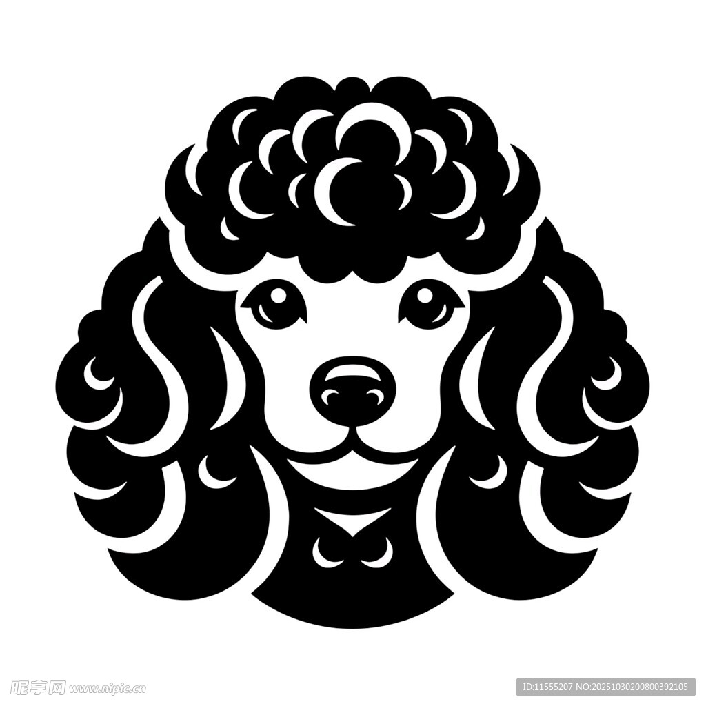 黑白贵宾犬头像图案