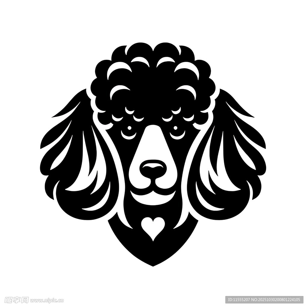 贵宾犬简约黑白头像