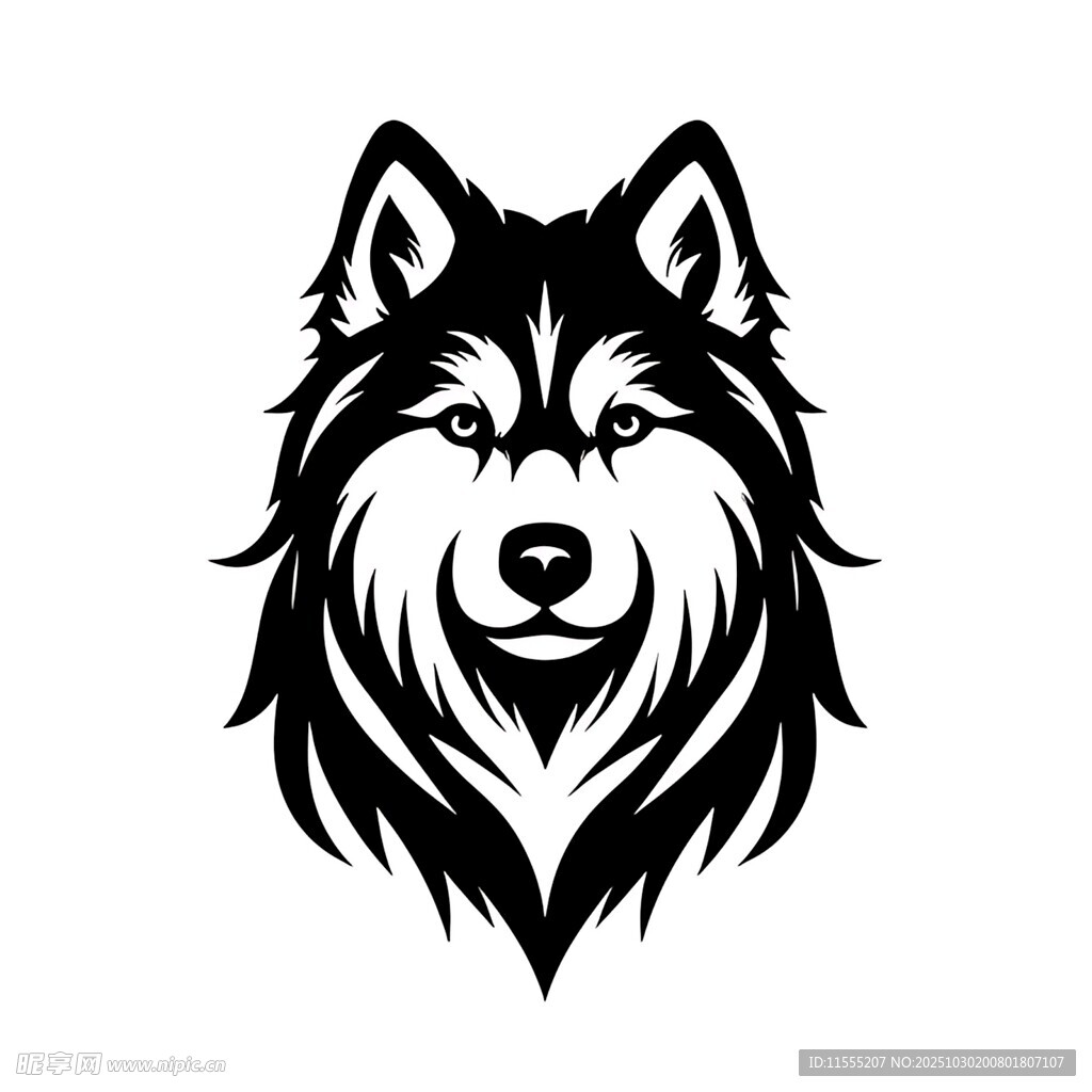 黑白哈士奇头像图案