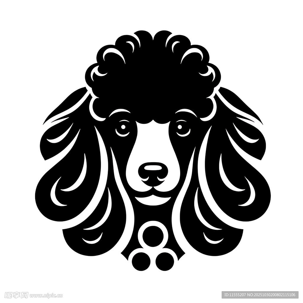 贵宾犬黑白简约头像