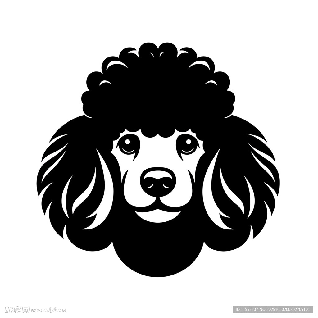 贵宾犬头像剪影