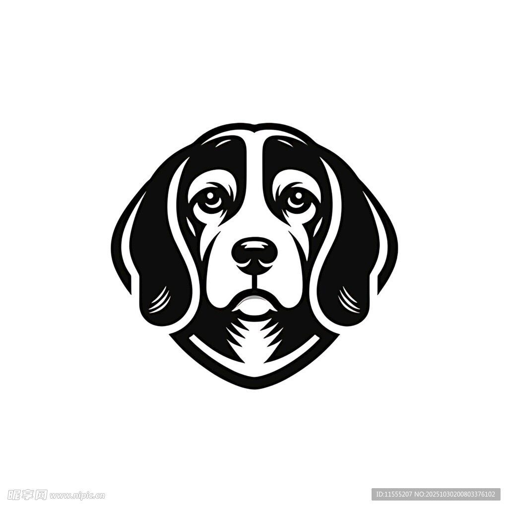 黑白猎犬头像标志