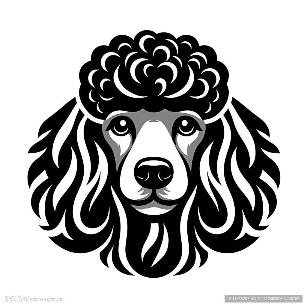 贵宾犬黑白简约头像