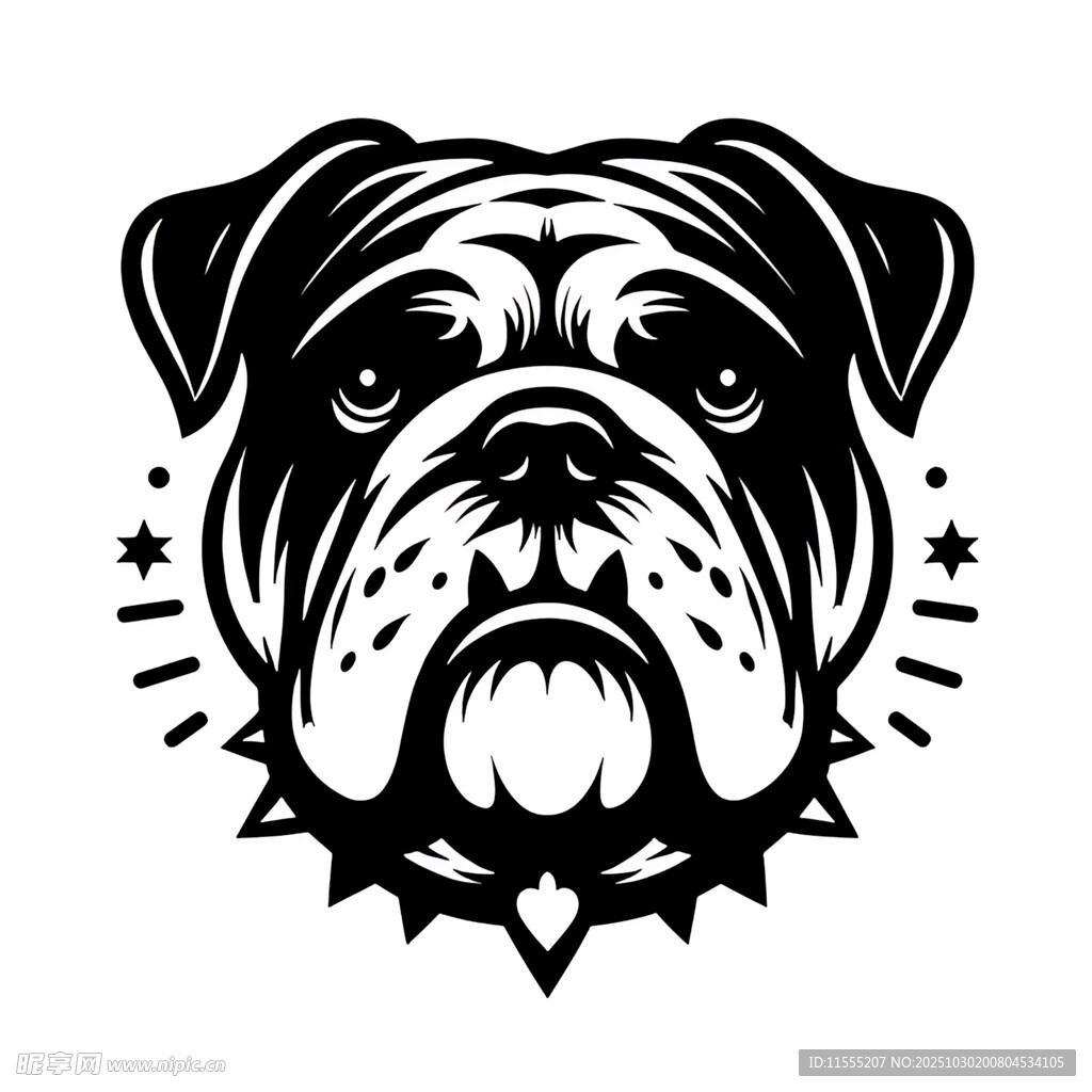 斗牛犬头像图案设计