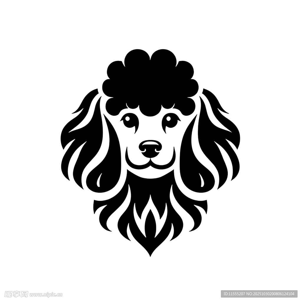 贵宾犬黑白简约头像