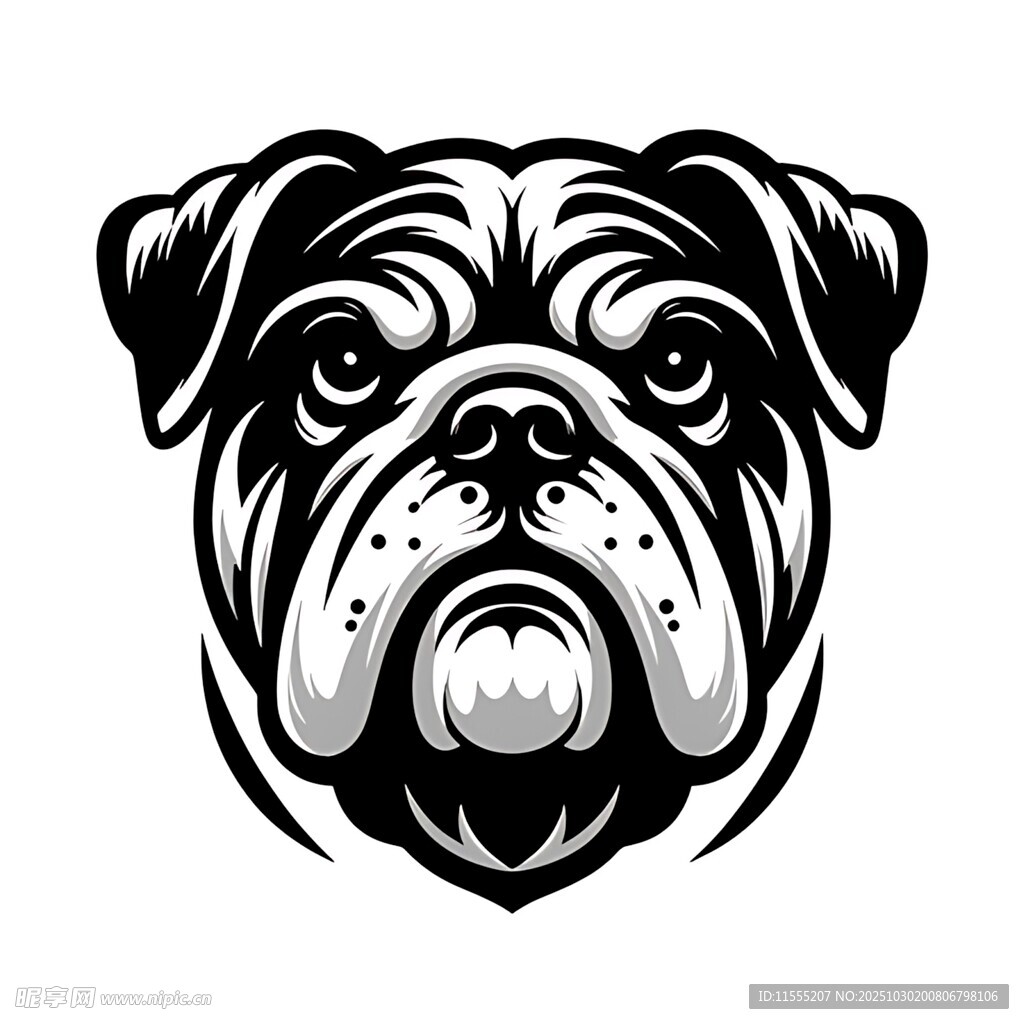 斗牛犬头像图案设计