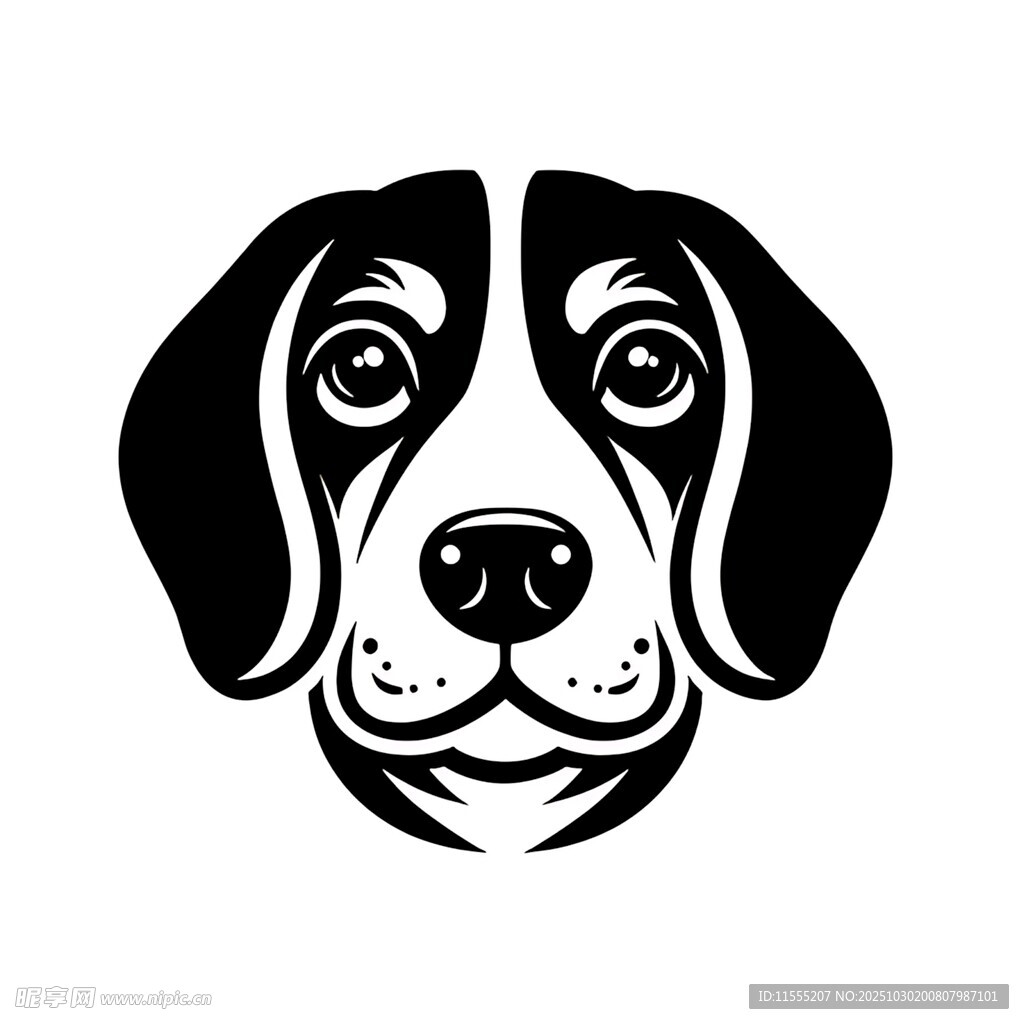 简约黑白比格犬头像