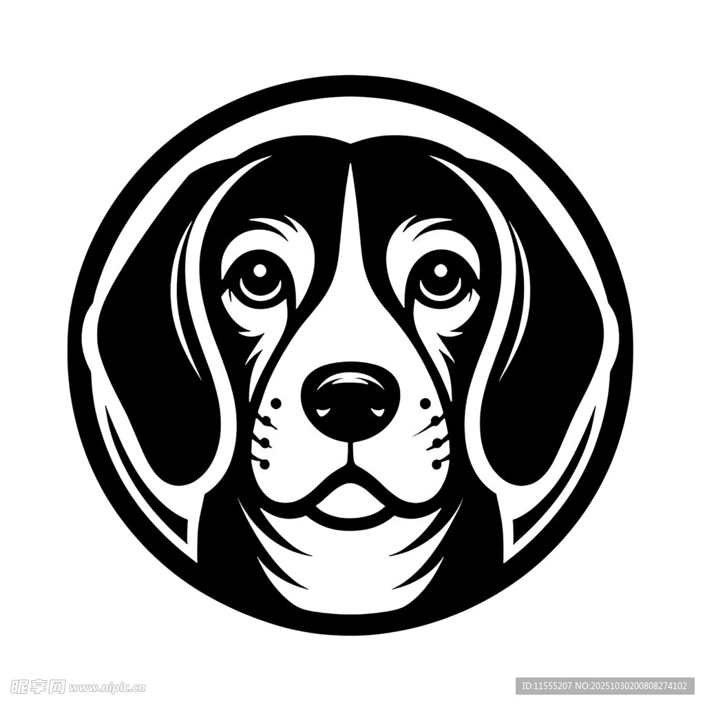 简约风猎犬头像图案